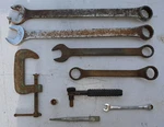 20SS26 Assorted Combination Wrenches: (2) Williams 7/8", Barcalo 3/4", S-k 5/16". Fixed Price $12.95.