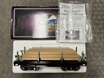 + Mth Standard Tinplate 200 Series 211 Black Flat Car W/ Wood Load 10-1072 *h. Fixed Price $149.99.