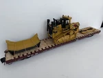 Atlas Scale 3 Rail Ns 101504 68 Foot Flat Car W/a Caterpillar D10T Bulldozer. Fixed Price $270.00.