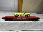 Mth Railking 33-7604 Burlington #616475 Lat Car With 57 Chevy Legend Ex Cond Ib.. Fixed Price $59.00.