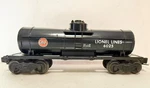 Postwar Lionel Lines 6025 Single Dome Gulf Tank Car Black Gauge - Lot. Fixed Price $40.00.