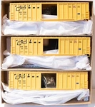 Accurail Ho #8159 (3PCK) 50' Exterior-post Modern Boxcar 3-PACK Kit -- Railbox. Fixed Price $55.78.