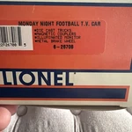 Lionel New 6-26708 Monday Night Football T.v. Car. Fixed Price $27.05.