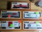 Vintage H.o. Scale Tyco Trai Cars. Original Boxes Tags Say 15 Cents. Fixed Price $65.99.