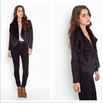 Piko 1988 Black Faux Suede And Shearling Draped Jacket Large. Fixed Price $45.00.