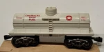 Marx X-246 Chemical Rocket Fuel Tank Car 8 Wheel With Plastic Knuckle Couplers. Fixed Price $15.00.