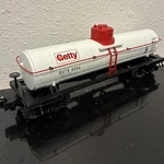 LIONEL6-26975 #1 Getty #4004 Die-cast Body 1-DOME Tank BLT'90. Fixed Price $32.00.