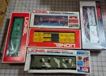 Lot 5 Lionel Trains Box Caboose, Bunk Car, Trailer, Cattle 027 Gauge. Fixed Price $109.99.
