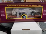 Mth Trump Driving The Garbage Truck On Flat Car #20-95796 Mint Box. Fixed Price $80.00.