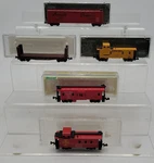 Model Power, Atlas, & Aurora N Scale Assorted Freight Cars 5 Ex/box. Fixed Price $44.99.