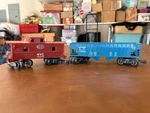 Marx Train -o Gauge 21913 Lv Hopper Car Blue & 18326 Caboose. Fixed Price $99.00.