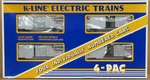 K-line K-6424A Southern Pacific "overnight" Boxcar 4-PACK O-gauge Nos. Fixed Price $49.99.