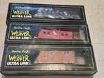Weaver Ultra Line Lot Of 2 Boxcar And One Caboose C&o Union Pacific. Fixed Price $41.25.