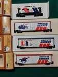 Tyco Sprit Of 76 3 Box Cars And Caboose. Fixed Price $79.00.