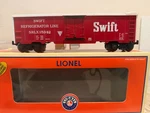 Lionel 6-29831 Swift "hotbox" Reefer Car Ln/box. Fixed Price $64.99.