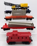 Lionel Gauge Assorted Freight Cars 6-9157, 6-6343, 6-6057, 6-9232. Fixed Price $49.99.