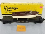 Chicago Line Toy O/O27 Gauge Flat Car With Boat 1618A Original Box. Fixed Price $129.99.