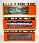 Lionel 6-6117 Erie Operating Hopper, 19273 State Of Maine & 19275 Penn Box Cars. Fixed Price $59.95.