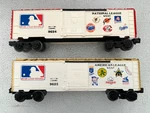 Lot Lionel Gauge Mlb American & National League Box Cars 6-9624, 9625. Fixed Price $40.00.