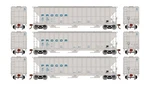 Ho-gauge Athearn Procor 54' Fmc 4700 Covered Hopper (3-PACK). Fixed Price $124.99.