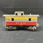 Marx 1977 A.t.& S.f. Caboose - Gray Body With Yellow Red Bands 8 Wheel. Fixed Price $39.97.