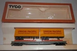 Tyco Ho Scale At&sf 90800 Piggyback Flat Car With Containers #369-D. Fixed Price $8.99.