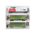 Assorted Micro Train Lines 1:160 Scale Model Freight Box Cars 3P Lot. Fixed Price $75.01.