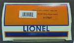 Lionel 6-17927 Union Starch Refining Company Unibody Tank Car #59137. Fixed Price $26.99.