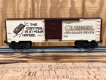 Lionel 6-19937 1995 Dealer Preview Boxcar. Fixed Price $36.00.