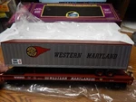 Mth 20-98172 Western Maryland Flat Car W/48' Trailer #860 Used In Box Scale. Fixed Price $99.99.