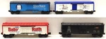 Lionel Gauge Assorted Boxcars: 9776, 9877, 9865, 9854. Fixed Price $37.99.