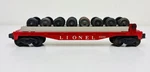 Lionel Postwar Wheel Flat Car Red W/ Load 6262. Fixed Price $400.00.