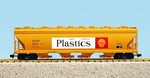 Usa Trains R14117 Shell 4-BAY Cneter Flow Covered Hopper Yellow #5223. Fixed Price $239.95.