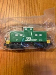American Flyer # 6-48706 S-gauge Burlington Northern Square Window Caboose. Fixed Price $25.00.