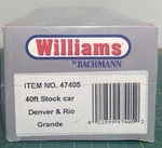 Williams 47405 Stock Car Denver & Rio Grande Gauge. Fixed Price $39.99.