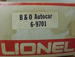 Lionel 6-9701 Baltimore And Ohio Black Double-door Automobile Box Car. Fixed Price $15.00.
