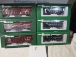 Bowser Delaware & Hudson Freight Cars 3-55T Hoppers, 3-50FT Rnd Roof Box DH-5. Fixed Price $190.00.