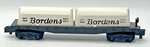 Gilbert American Flyer Gauge 24575 Bordens Milk Car, Unmarked Flat, '66, Uncat. Fixed Price $49.99.