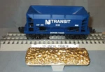 Lionel 16179 Nj Transit #9129 Blue "dover Yard" Ore Car W/ "gold" Load O/027 Ga.. Fixed Price $30.00.