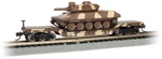 Bachmann 71387 Scale 52' Center Depressed Flatcar With Sheridan Tank - Desert. Fixed Price $42.99.