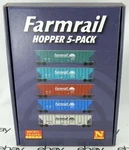 Scale Farmrail 3-BAY Covered Hoppers 5-CAR Runner Pack Mtl #99302140. Fixed Price $135.00.