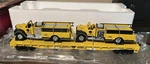Mth 20-98159 Gauge Transportation Co Flatcar W/ Yellow Die-cast Firetrucks. Fixed Price $61.99.