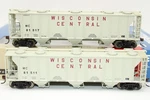 Walthers Gold Scale Wc Wisconsin Central PS2 2893 Cu Ft Hopper Car Set Nos. Fixed Price $58.00.