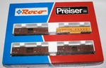 Vintage Ho 1:87 Scale Roco 44009 Preiser 30726 Circus Krone Freight Car Set. Fixed Price $165.00.