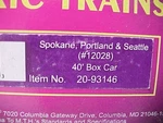 Mth 20-93146 Spokane Portland Seattle Sp&s 40' Green Box Car #12028 New. Fixed Price $150.00.