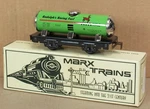 New/modern Marx 73712 Rudolph's Racing Fuel Tank Car (4-WHEEL) O-gauge Nos. Fixed Price $79.99.