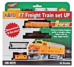 Kato 1066272 Scale Up F7A Diesel Locomotiv & 4 Cars Freight Train Set 106-6272. Fixed Price $159.65.