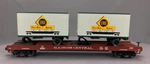 Mth Premier Illinois Central Flat Car #60556 W/2 - 20 Erie Trailers O2779. Fixed Price $38.71.