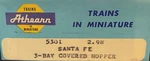 Athearn Scale 3-BAY Covered Hopper Santa Fe 309886 5301 Clst. Fixed Price $12.50.