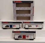 Lionel 6-19599 Gauge Old Glory Series Boxcars (set Of 3) Nib. Fixed Price $29.51.